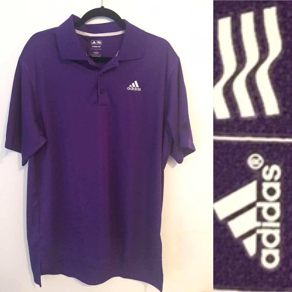 New Men’s Purple Adidas Climalite Golf Polo Large